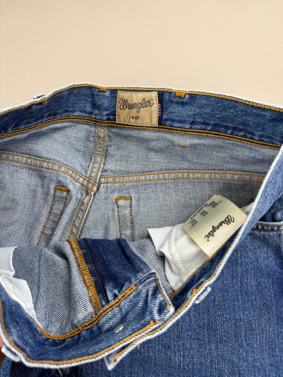 Wrangler "Texas 1947" Custom EMO Graphic Denim - Neon Green Cyber Blue - Past Pieces