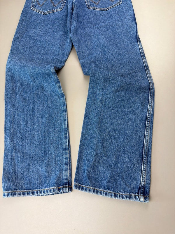 Wrangler "Texas 1947" Custom EMO Graphic Denim - Neon Green Cyber Blue