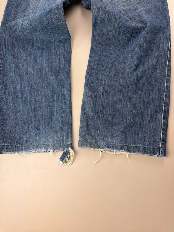 Xight "Cyber-P" Distressed Baggy Jeans – Faded Blue Grunge
