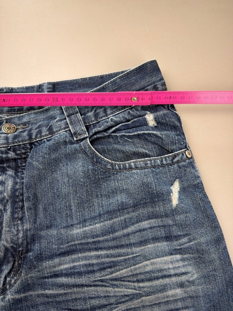 Xight "Cyber - P" Distressed Baggy Jeans – Faded Blue Grunge - Past Pieces