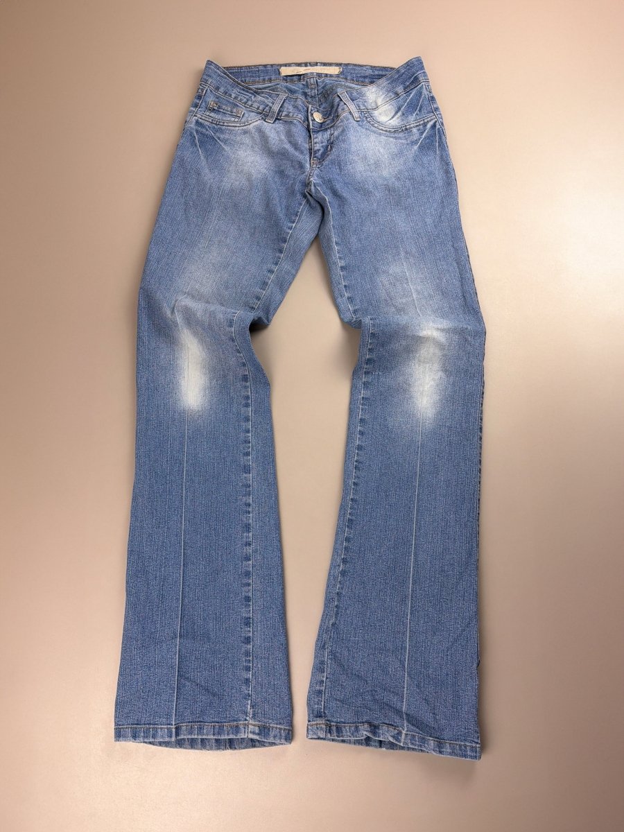 Y2K Archive "Rhinestone" Low Waist Flares - Blue Stonewash - Past Pieces