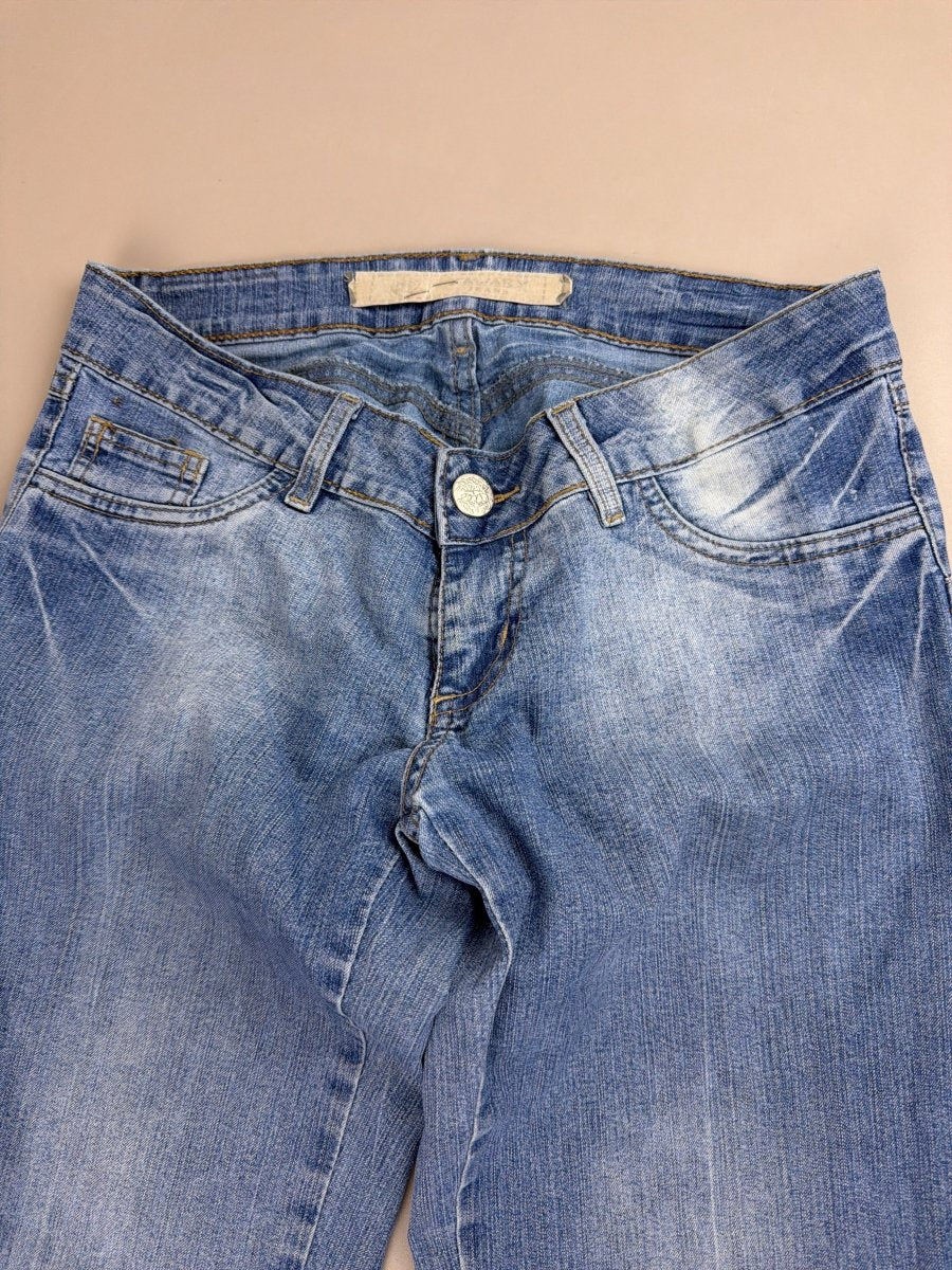 Y2K Archive "Rhinestone" Low Waist Flares - Blue Stonewash - Past Pieces